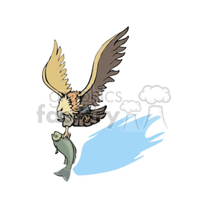 Eagle in flight with fish in talons clipart. Royalty-free image # 130368