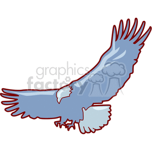 clipart - Gray silhouette of eagle in flight.
