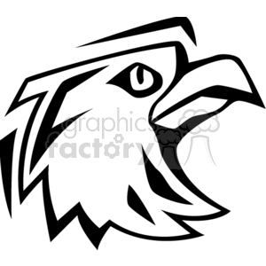 clipart - Black and white eagle head.