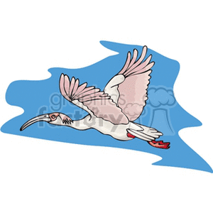 Ibis flying through blue skies clipart. Royalty-free image # 130471