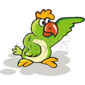 Cartoon green parrot dancing