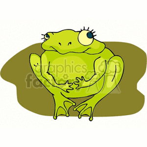 Green frog with eyelashes clipart. Royalty-free image # 130856