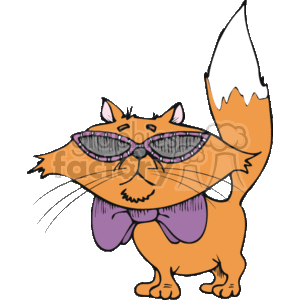 Cat wearing sun glasses and purple bow clipart. Commercial use image # 131166