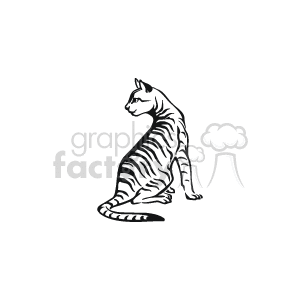 Black and white cat with stripes all over  clipart. Commercial use image # 131171