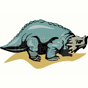 This clipart image depicts a stylized illustration of a dinosaur. The dinosaur has a bulky body, a row of spiked plates along its back, and a heavy, armored appearance. It appears to be a representation of a herbivorous dinosaur, possibly resembling an ankylosaur or a similar type of armored dinosaur from ancient times.