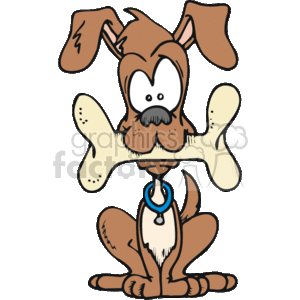 Funny dog with a big bone in his mouth clipart. Commercial use image # 131969