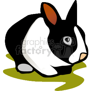 clipart - Black and white sitting rabbit.