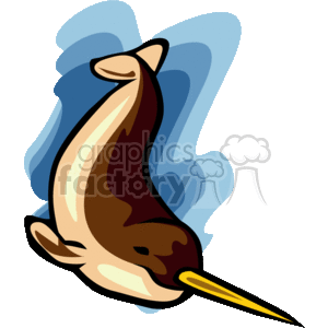 Brown narwhal swimming clipart. Royalty-free image # 133578