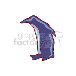 The clipart image features a simplified illustration of a penguin. This penguin appears to be designed in a cartoonish style, with minimal detail and a dynamic pose that suggests movement or action, possibly as if it's entering the water.