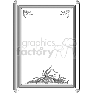 Black and white line border with hills and plants clipart. Royalty-free image # 133925