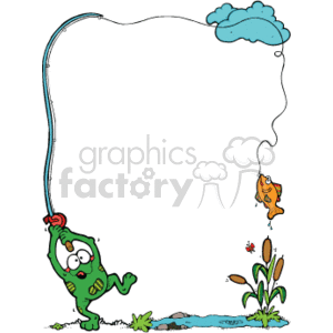  country style fishing frog frogs fish water   border008PR_c Clip Art Borders 