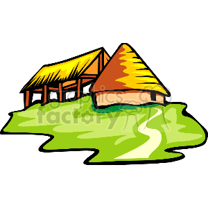 clipart - Country home with a bridge.