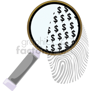 finger print magnifying+glass search searching detective detectives clue clues fraud government law fingerprint fingerprints  Business evidence money