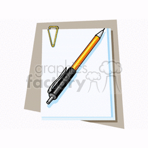 pencil on a piece of paper clipart. Royalty-free image # 136618