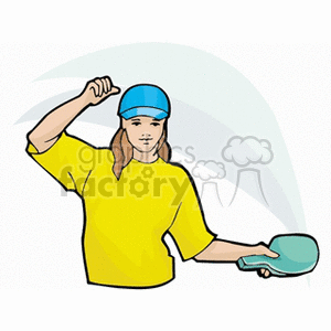 Cartoon student playing ping pong  clipart.