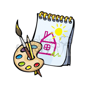 clipart - Tablet and paint palette.