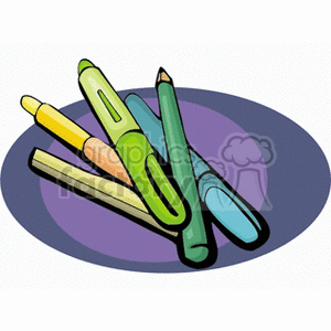 Cartoon pen and pencil office supplies  clipart. Royalty-free image # 138725