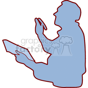 Silhouette of a teacher giving an assignment clipart. Commercial use image # 138801