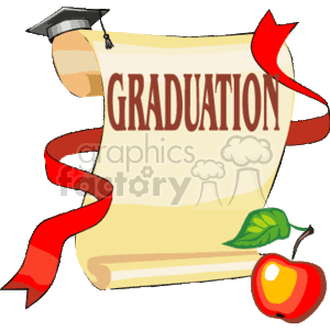 clipart - A Graduation Scroll with a Black Cap and Tassel .