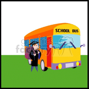 School bus with student getting on