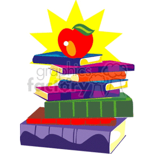   education school book books apple apples stack stacks stacked  Education028.gif Clip Art Education Supplies 