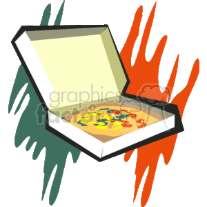 clipart - Whole pizza in a box.