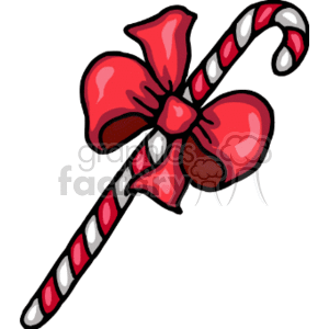 Fancy Red and White Candy Cane with a Big Red Bow clipart. Royalty-free image # 142958