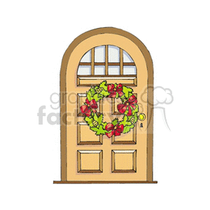   christmas xmas holidays door wreath wreaths doors decoration decorations  christmasdoor.gif Clip Art Holidays Christmas 
