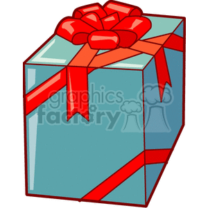 Tall Christmas Gift Box with a Red Bow on the Top clipart. Commercial use image # 143122