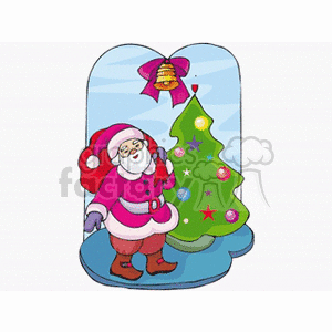Sant Claus Standing by a Decorated Christmas Tree clipart. Commercial use image # 143226