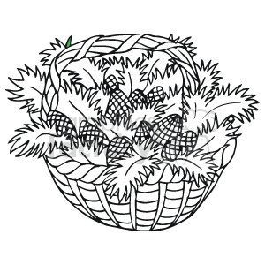 Black and White Basket Full of Pinecones