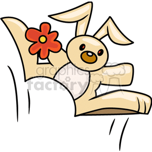 Hopping Brown Bunny with a Flower clipart. Commercial use image # 144205