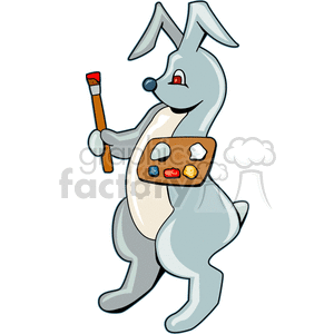   easter bunny bunnies rabbit rabbits  FHH0222.gif Clip Art Holidays Easter blue grey painting palette brush white blue red