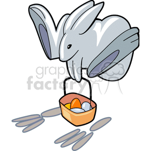 Grey bunny hopping with Easter basket clipart. Royalty-free image # 144215