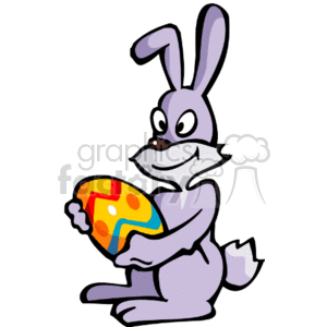 clipart - Bunny With Colored Easter Egg.