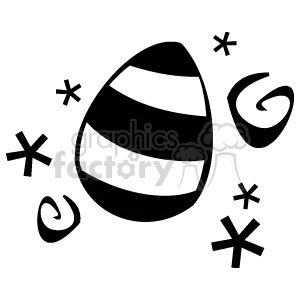  easter egg eggs stripe stars  Spel012_bw Clip Art Holidays Easter swirls whimsical black and white