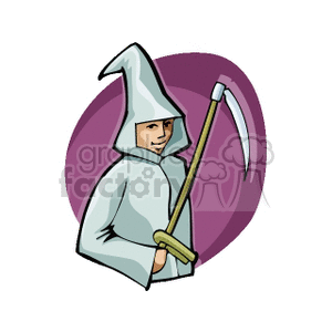 Child in a halloween costume holding a skythe clipart. Commercial use image # 144626