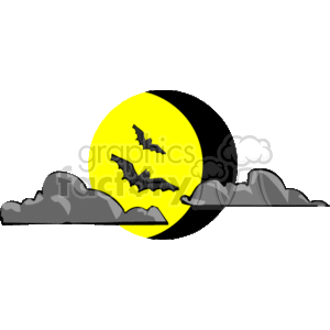 Bats flying across the moon clipart. Commercial use image # 144686