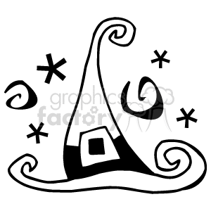  halloween witch hat hats   Spel070_bw Clip Art Holidays Halloween black white witches