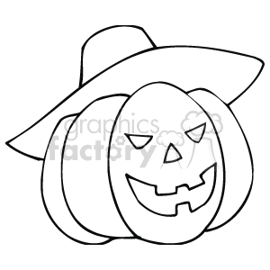 Jackolantern wearing a witches hat clipart. Royalty-free image # 144789