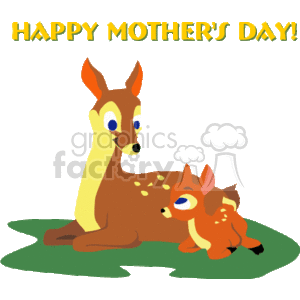 Bambi and his mother laid in the field clipart. Royalty-free image # 145095