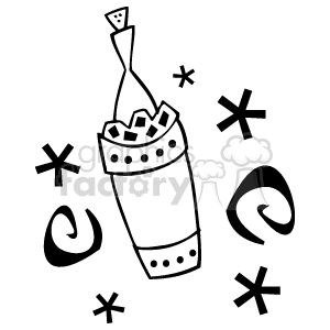 black and white champagne drawing clipart. Royalty-free image # 145224