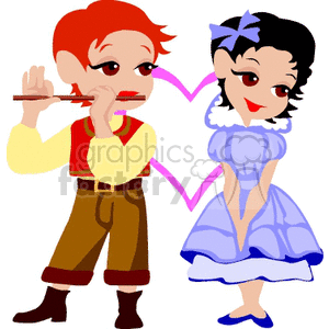 A Happy Couple In Costumes with a Pink Heart in the Background clipart. Royalty-free image # 146062