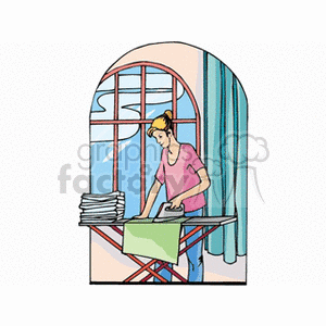   ironing iron clothes clothing laundry cleaning home house wife lady maid  homewife2.gif Clip Art Household Living Room 