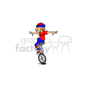 Patriotic boy riding a unicycle clipart. Commercial use image # 149329