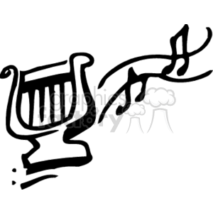 cartoon harp playing music clipart. Commercial use image # 150150