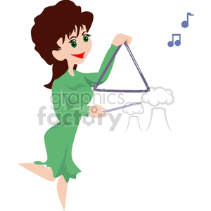 Woman holding a triangle instrument clipart. Commercial use image # 150307
