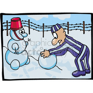   jail prison inmate prisoner criminal crook time waste crime justice cell snowman snow inmates man guy people cartoon Clip Art People 
