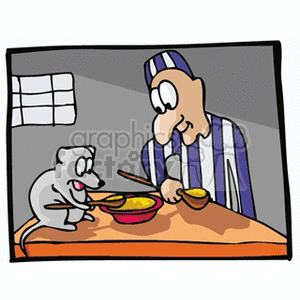 man in jail with his friend rat clipart.