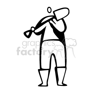   digger digging dig shovel man guy people searching search hole holes dirt Clip Art People 